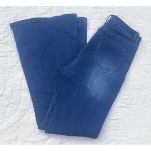 Crazy Train Flare Leg Jeans Button Accent Dark Wash Denim Jeans 13/31